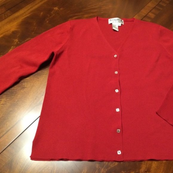 Beautiful Red V-neck Cardigan -XL - Picture 7 of 16